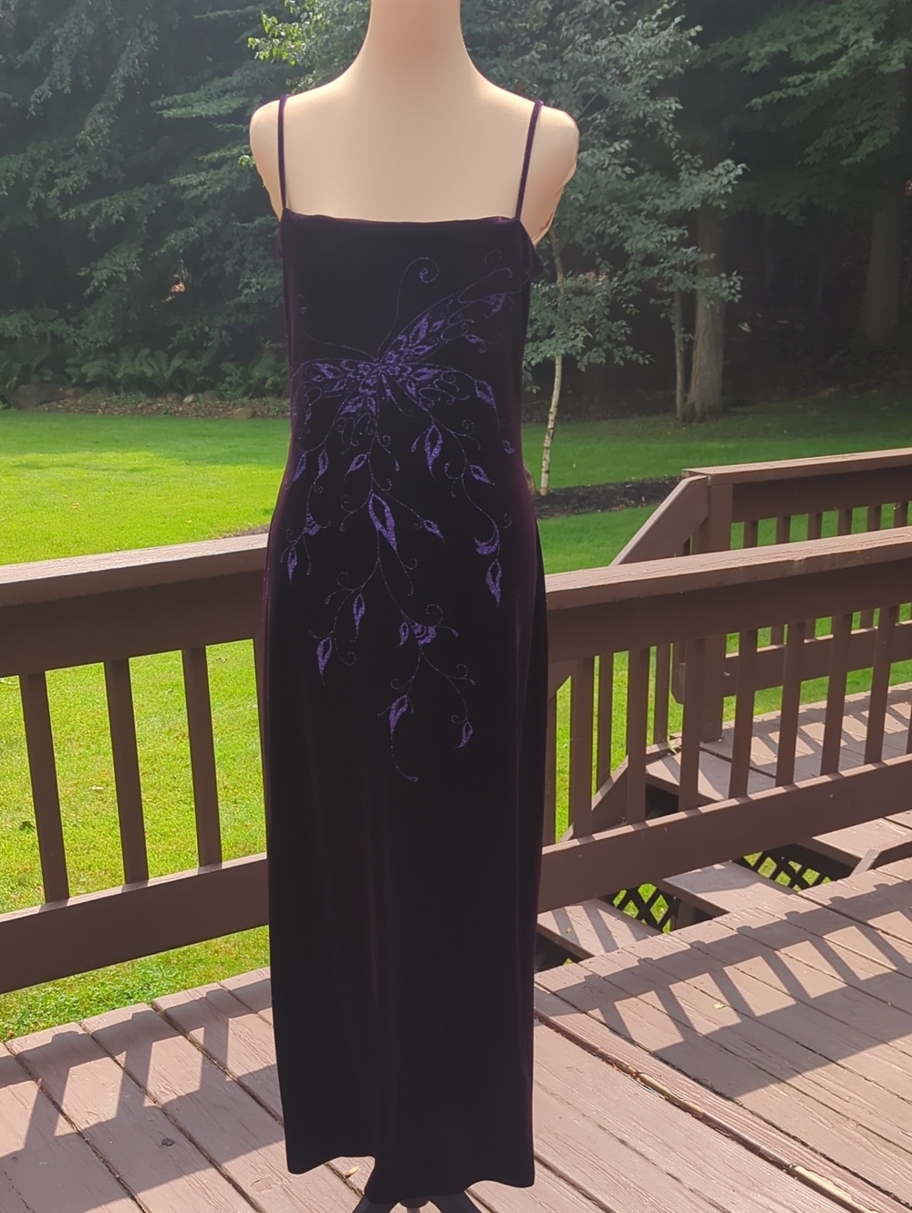 Koji Yohji Purple Velvet Butterfly Maxi Dress Size Large Y2K